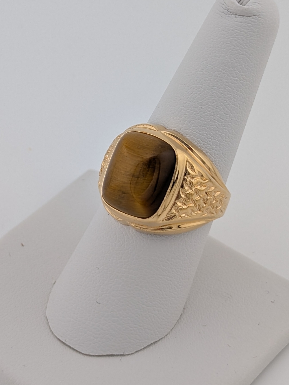 Vintage Tiger's Eye 18K HGE Ring - Chunky Gold Gemstone Estate Jewelry